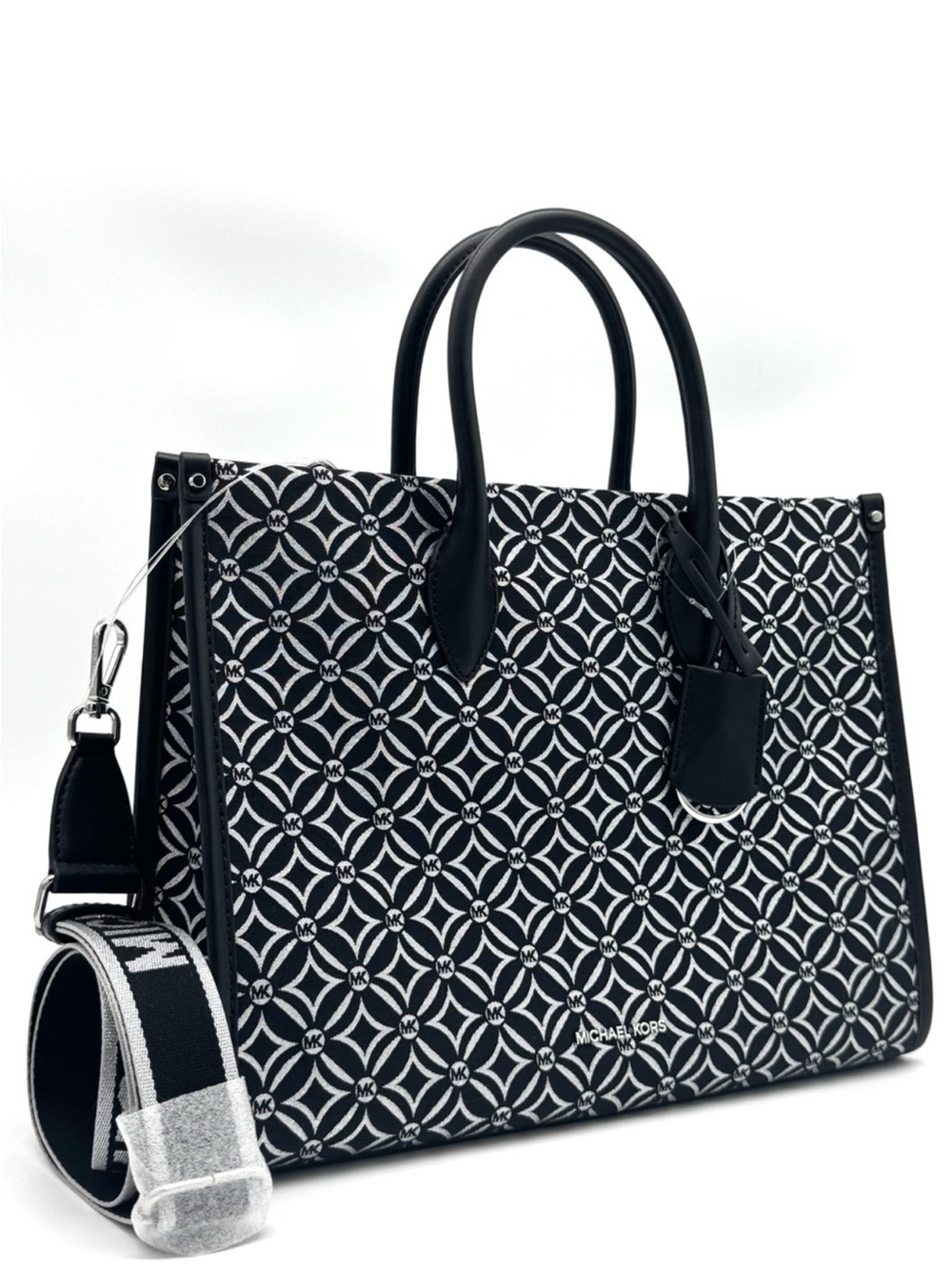 Michael Kors Medium Mirella Tote Bag Black/Silver